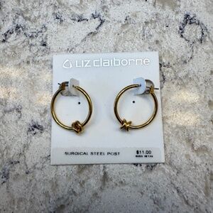Liz Claiborne gold plated hoops with knott
